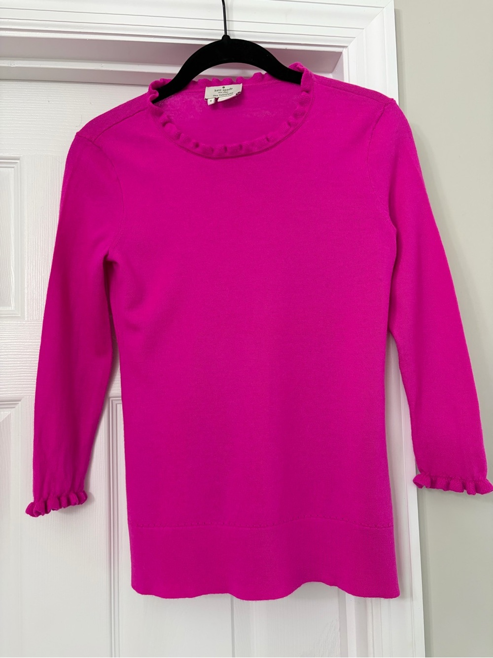 Kate Spade Hot Pink Ruffle-Trim Sweater
